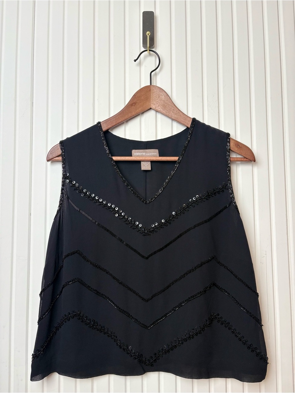 Valerie Stevens 100% Silk Top M Beaded Whimsigoth Dark Romantic Fairy Elegant